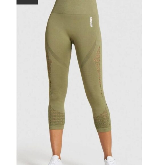 GYMSHARK Women's Small Athleisure Skinny Leggings Green Workout Yoga High Waist - Picture 1 of 10